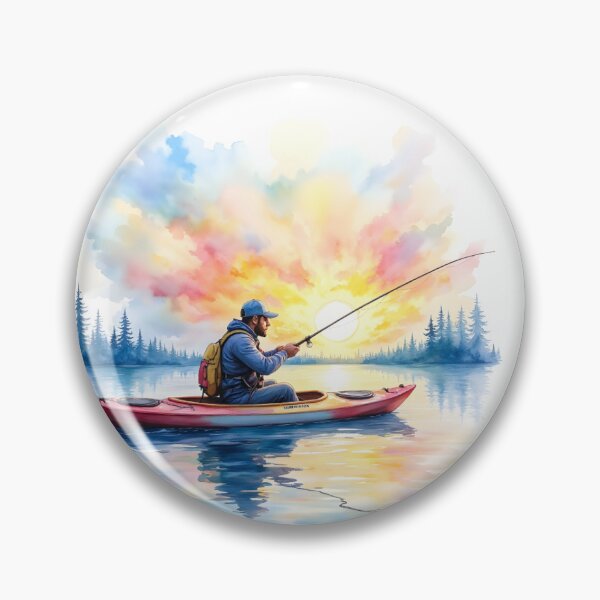 Artikelvorschau, Kajakfischer bei Sonnenuntergang auf dem See entworfen und verkauft von pixeldizajn.