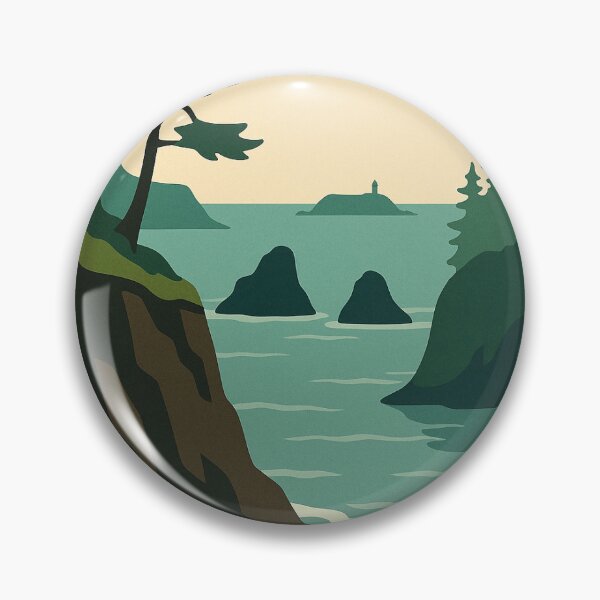 Item preview, Cape Flattery Coast – Minimalist Vector Landscape of Washington’s Rugged PNW Shore designed and sold by Youssef-BM.