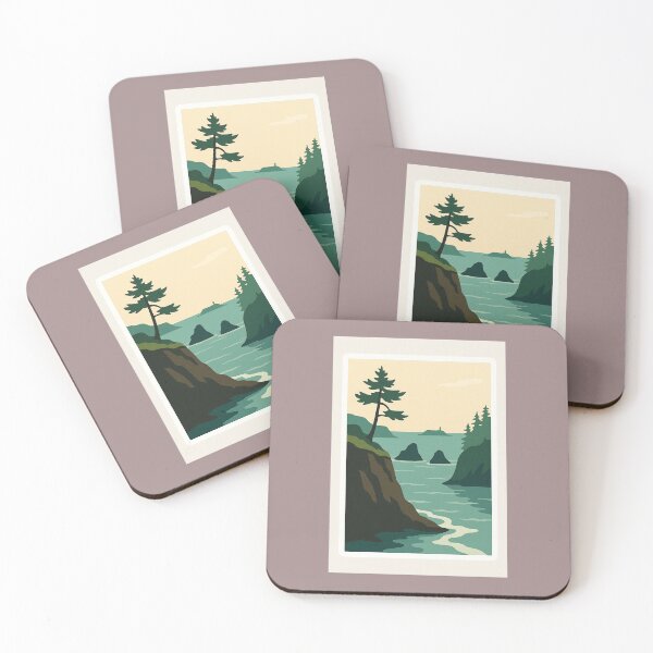 Item preview, Cape Flattery Coast – Minimalist Vector Landscape of Washington’s Rugged PNW Shore designed and sold by Youssef-BM.
