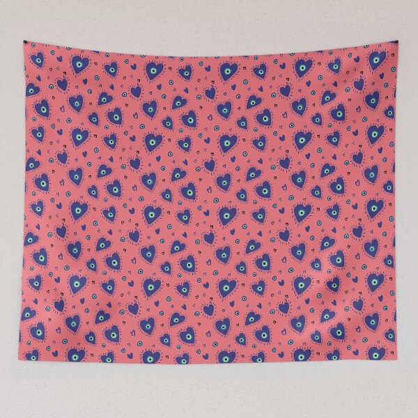 Item preview, Heart Pink Blue Seamless Fabric Patterns designed and sold by iSaRinRaDa.