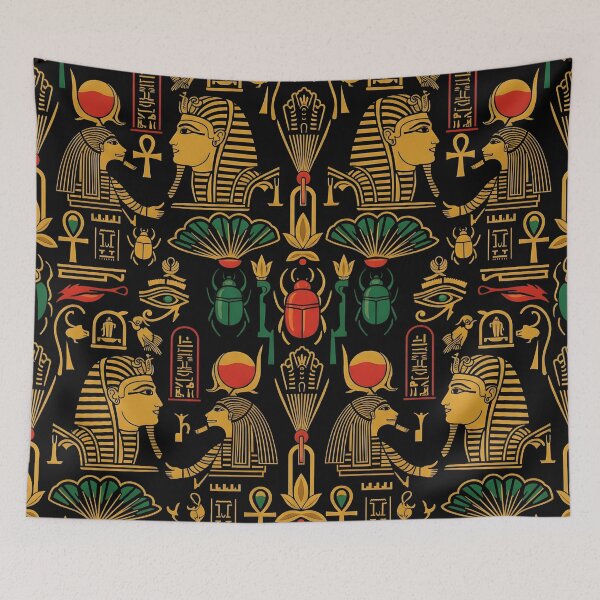 Item preview, Ancient Egyptian Patterns Collection: Hieroglyphs, Gods & Pharaohs in Gold & Black designed and sold by AV.