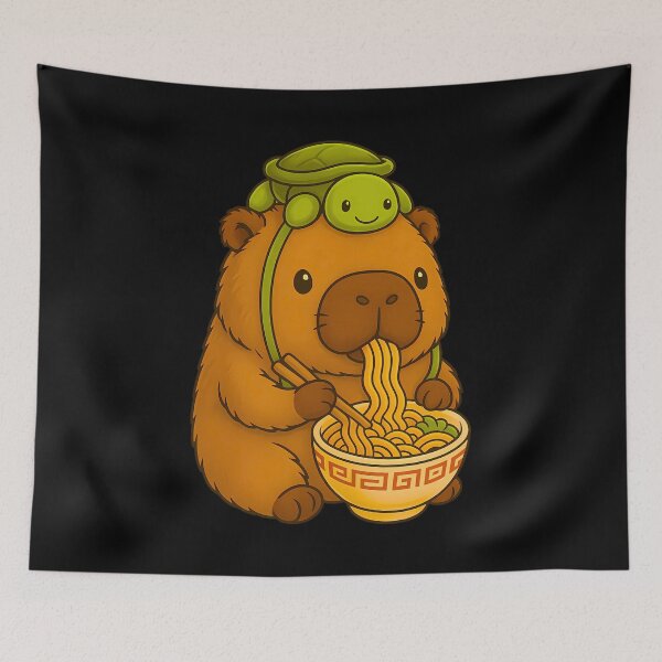 Item preview, Cute Capybara and Turtle Backpack Ramen Kawaii Capibara designed and sold by ivotee.