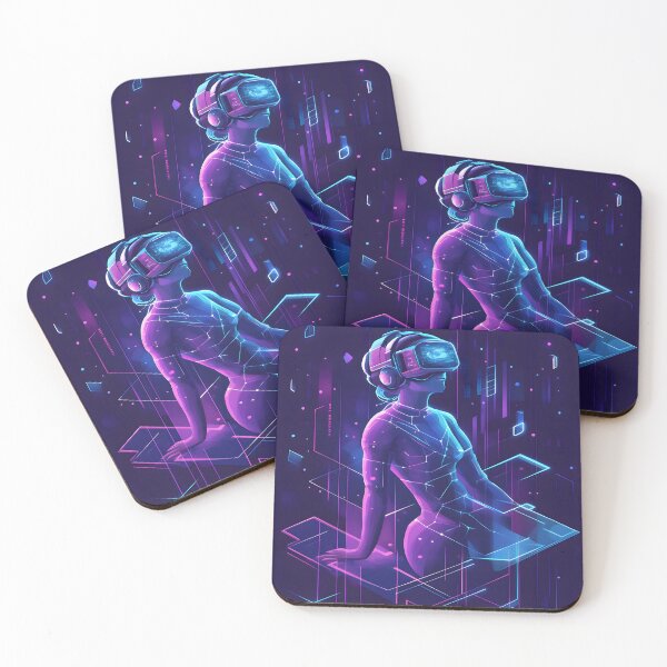Item preview, Cyber Dreamscape – Futuristic VR Woman in Neon Virtual World designed and sold by !Shirt Stains!.