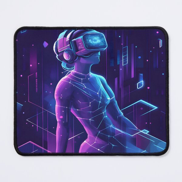 Item preview, Cyber Dreamscape – Futuristic VR Woman in Neon Virtual World designed and sold by !Shirt Stains!.