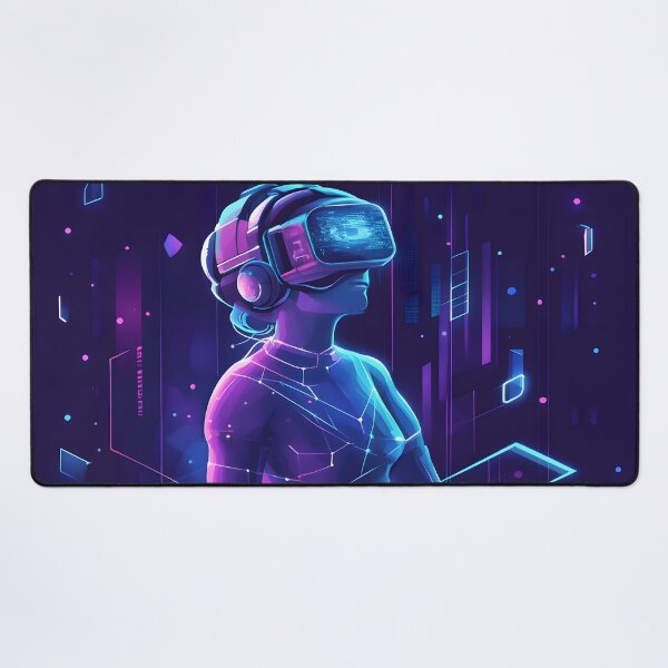 Item preview, Cyber Dreamscape – Futuristic VR Woman in Neon Virtual World designed and sold by !Shirt Stains!.
