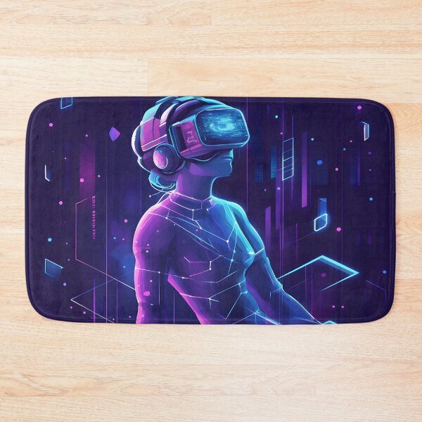 Item preview, Cyber Dreamscape – Futuristic VR Woman in Neon Virtual World designed and sold by !Shirt Stains!.