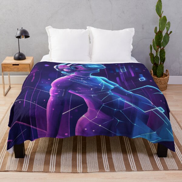 Item preview, Cyber Dreamscape – Futuristic VR Woman in Neon Virtual World designed and sold by !Shirt Stains!.