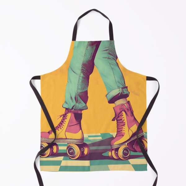 Item preview, Funky Vintage 80s Retro Roller Skates on Checkered Floor designed and sold by !Shirt Stains!.