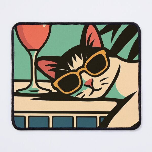 Item preview, Poolside Cool Cat – Retro Chill Vibes Sticker designed and sold by InkRiotCo.