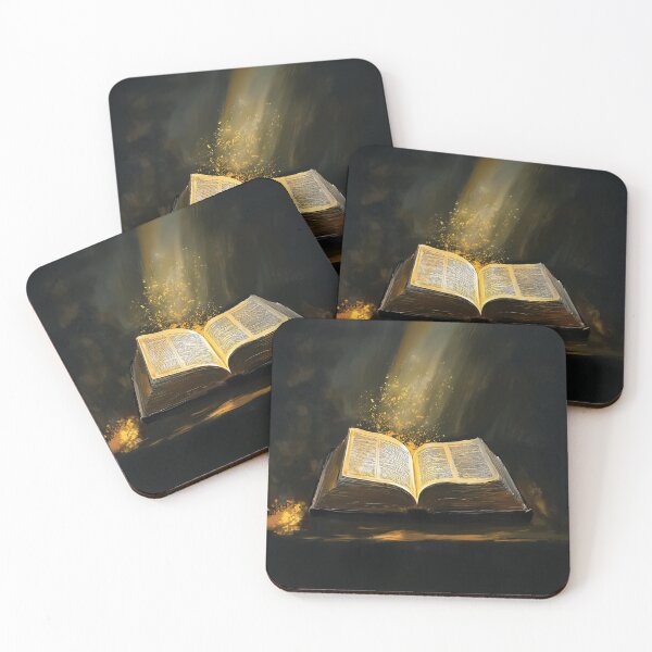 Item preview, Open Book with Golden Light and Glowing Pages in a Dark Setting design. designed and sold by HEMRO.