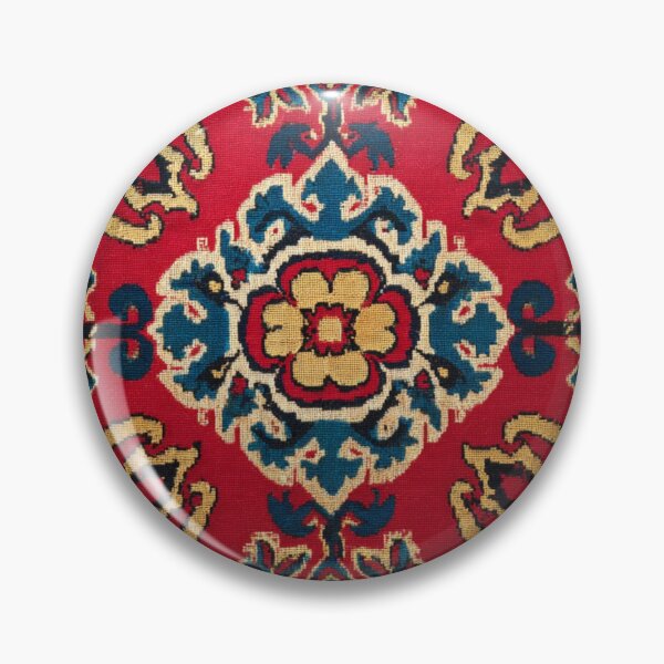 Item preview, Uzbekistan Neem Embroidery Red Fancywork Carpet designed and sold by GrinGalore.