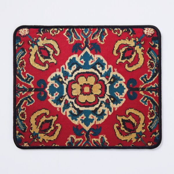 Item preview, Uzbekistan Neem Embroidery Red Fancywork Carpet designed and sold by GrinGalore.