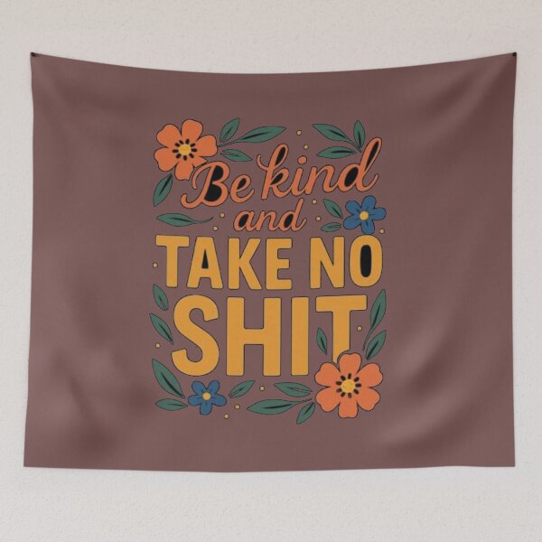 Item preview, Be kind and take no shit _ Bold feminist floral quate sticker  designed and sold by KDesignCrafts.