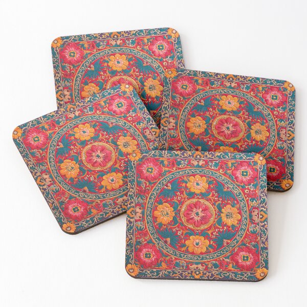 Item preview, Uzbekistan Nim Embroidery Fancywork Flowers Carpet  designed and sold by GrinGalore.