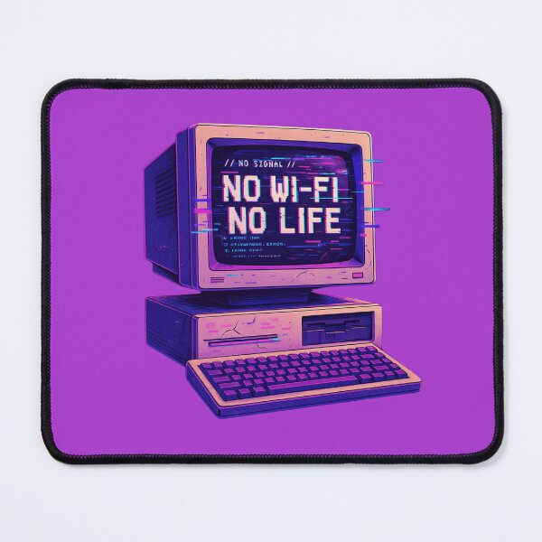 Item preview, Retro Cyberpunk Poster – Vintage Computer with No Wi-Fi No Life Message designed and sold by LoomisDreams.
