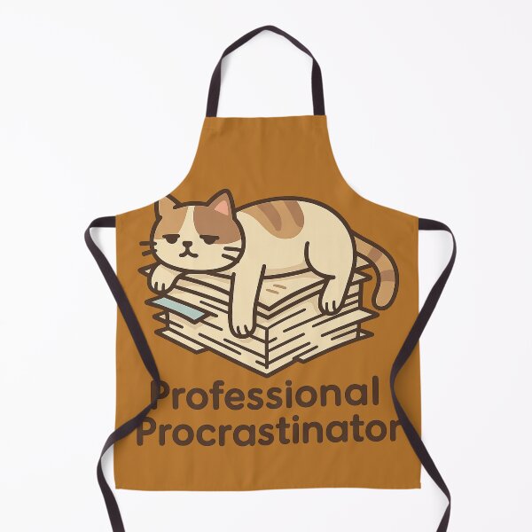 Item preview, Lazy Cat on Paper Stack – Professional Procrastinator Illustration designed and sold by LoomisDreams.
