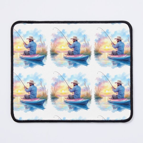 Item preview, Kayak Fisherman at Sunset on the Lake Colorful designed and sold by pixeldizajn.