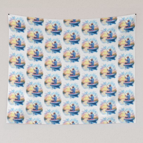 Item preview, Kayak Fisherman at Sunset on the Lake Colorful designed and sold by pixeldizajn.