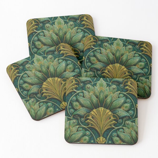 Item preview, Art Nouveau Luxury Gold Green Pattern designed and sold by GrinGalore.