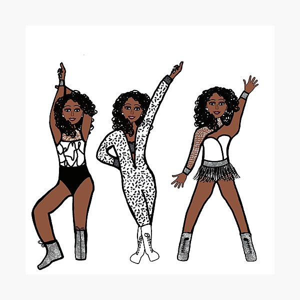 Item preview, Tri Pose Dancer / Majorette Black & White A designed and sold by TheStyleofU.