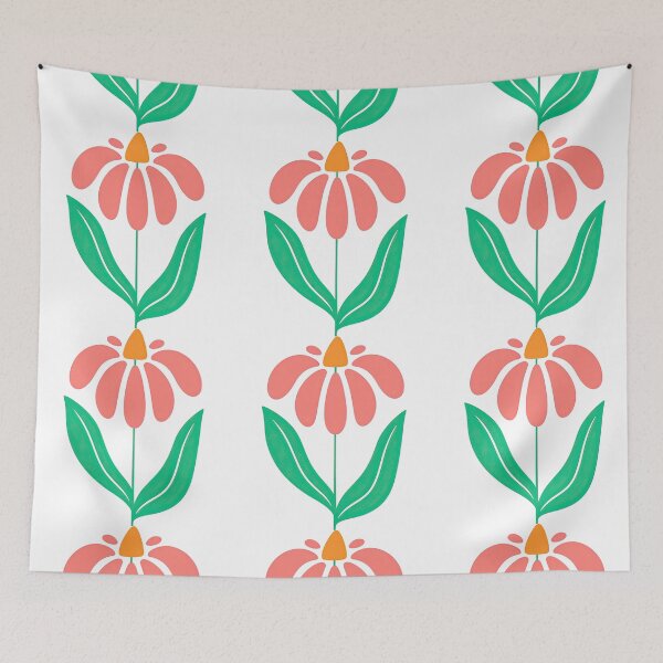 Item preview, Minimalist Pink Coneflower with Green Leaves designed and sold by ArtfulWeave.