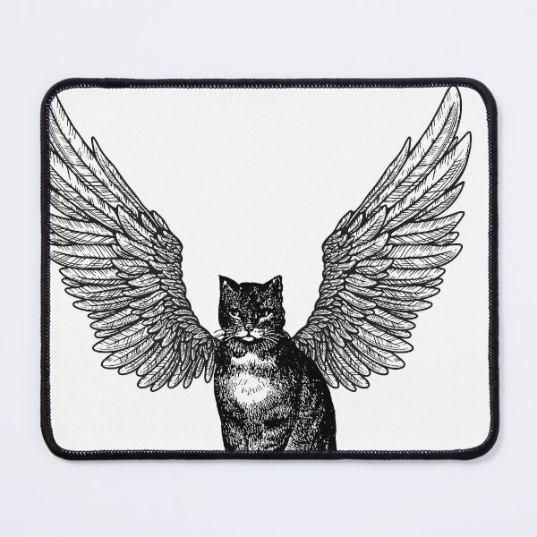 Item preview, Winged Cat Sketch – Fantasy Feline Art | Farwawears designed and sold by farwawears.