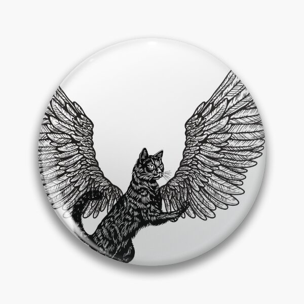 Item preview, Winged Cat Sketch – Fantasy Feline Art | Farwawears designed and sold by farwawears.