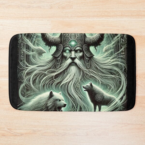 Item preview, “Odin the Allfather – Norse God of Wisdom | Gothic Mythic Portrait with Wolves & Runes” designed and sold by Umbra666.