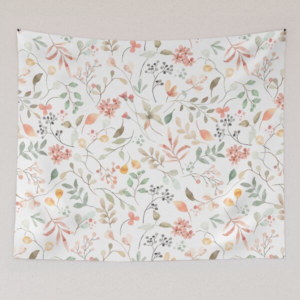 Item preview, Aesthetic Watercolor Pattern Flowers And Leaf designed and sold by AestHenni17.