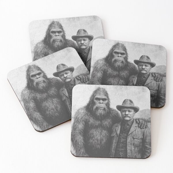 Item preview, Bigfoot And Teddy Roosevelt Vintage Illustration designed and sold by H G  Designs.