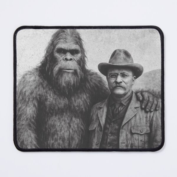 Item preview, Bigfoot And Teddy Roosevelt Vintage Illustration designed and sold by H G Designs.