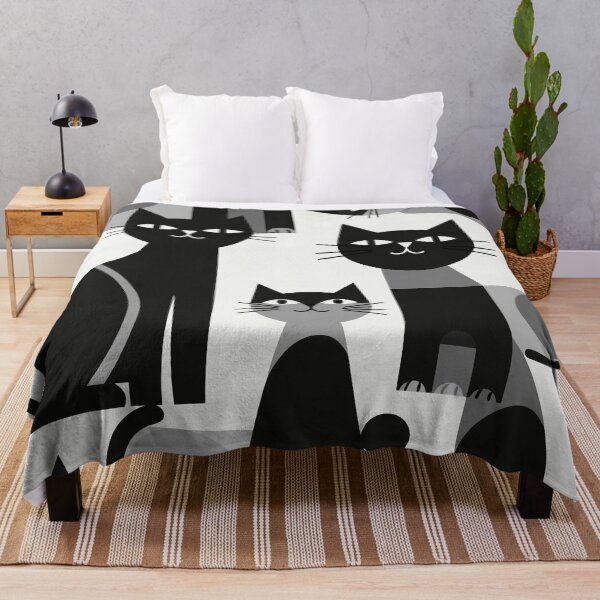 Item preview, Black and White Geometric Cats designed and sold by Timegraf.