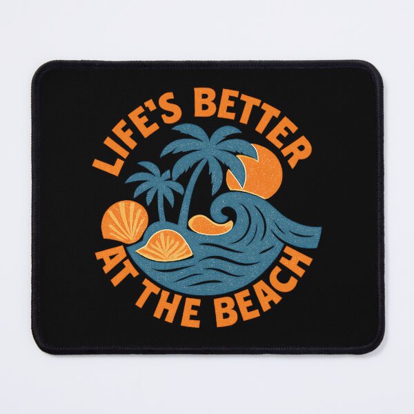 Aperçu de l'œuvre La vie est meilleure à la plage – Motif rétro d'été palmier et coquillage créée et vendue par Building60media.