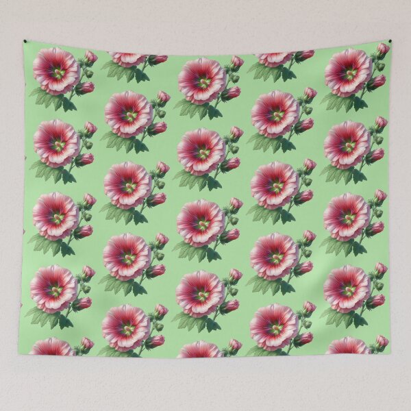 Item preview, Vibrant Pink Hollyhock in a Cottage Garden designed and sold by IraBum.