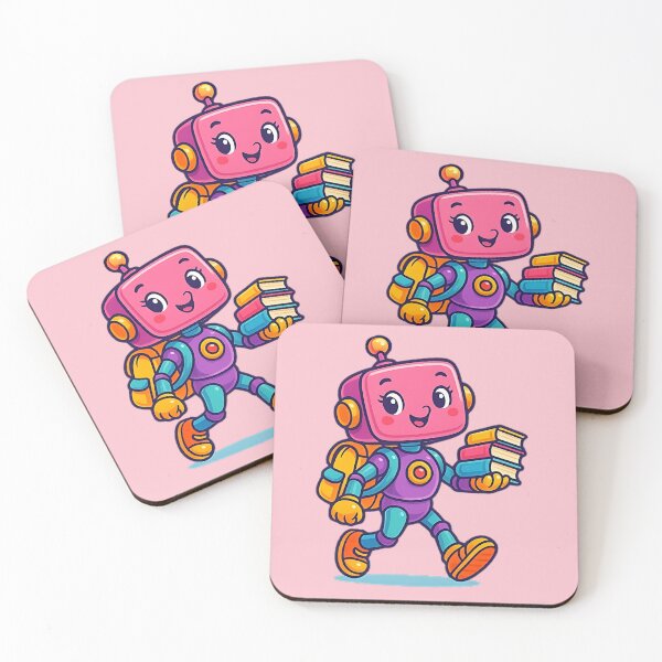 Item preview, Pink Robot Girl with Books designed and sold by OMdesign10.