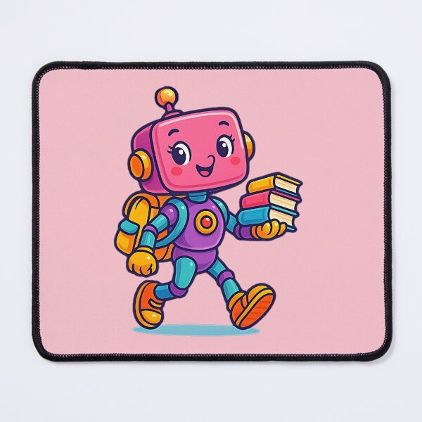 Item preview, Pink Robot Girl with Books designed and sold by OMdesign10.