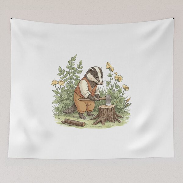 Item preview, "Mr. Badger's Chore Day" – A Woodland Woodcutter at Work designed and sold by Pasteltone.