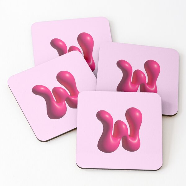 Item preview, 3D Pink Jelly Letter W – Glossy Bubble Alphabet Art designed and sold by uncoXab.