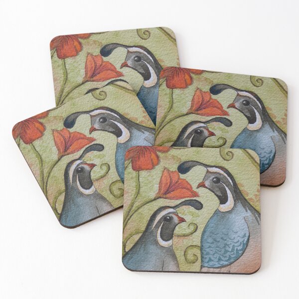 Item preview, The quail and the poppy watercolor painting by Bazil Zerinsky designed and sold by RedFinchDesigns.