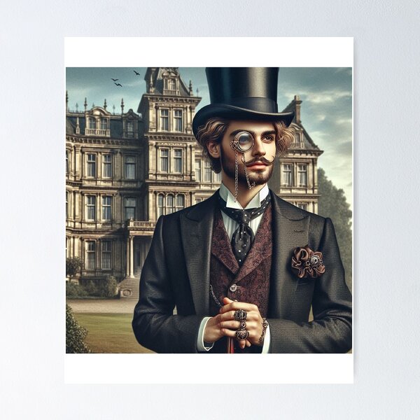 Item preview, Elegant Victorian gentleman in front of historic mansion designed and sold by freackly.