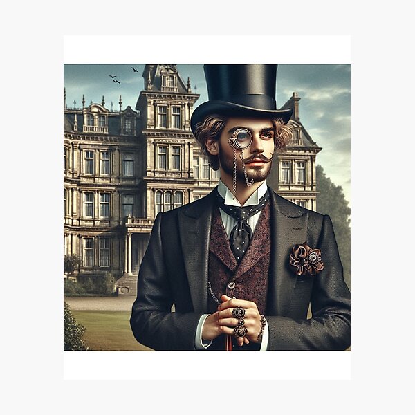 Item preview, Elegant Victorian gentleman in front of historic mansion designed and sold by freackly.