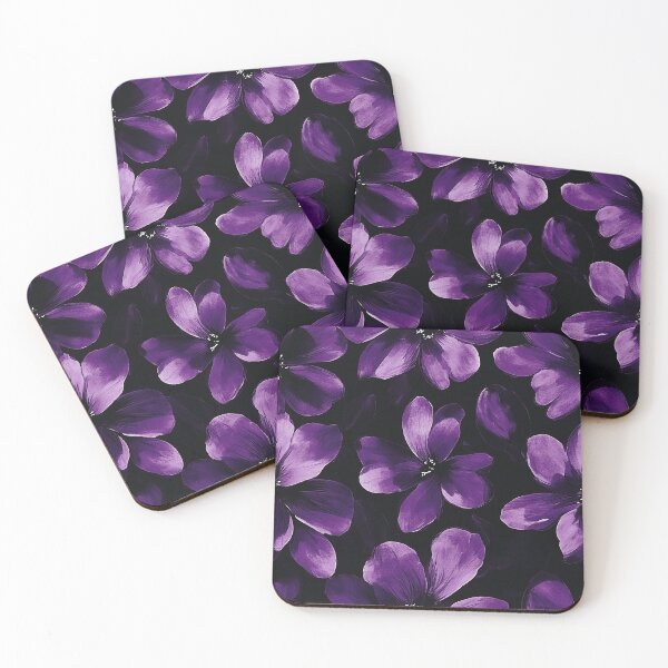 Item preview, Dark purple flowers with black background  designed and sold by Chirayu1111.
