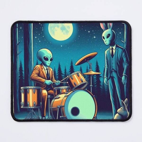 Item preview, Drummer alien and cute bunny  designed and sold by Dogandesighn.