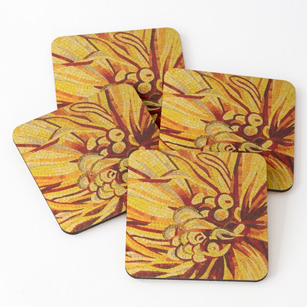 Item preview, Mesmerizing Golds and Yellows - a Floral Ceramic Tile Mosaic designed and sold by Georgia Mizuleva.