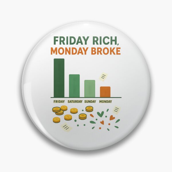 Item preview, Friday Rich, Monday Broke – Funny Weekend Spending Chart designed and sold by Made By Sutts.