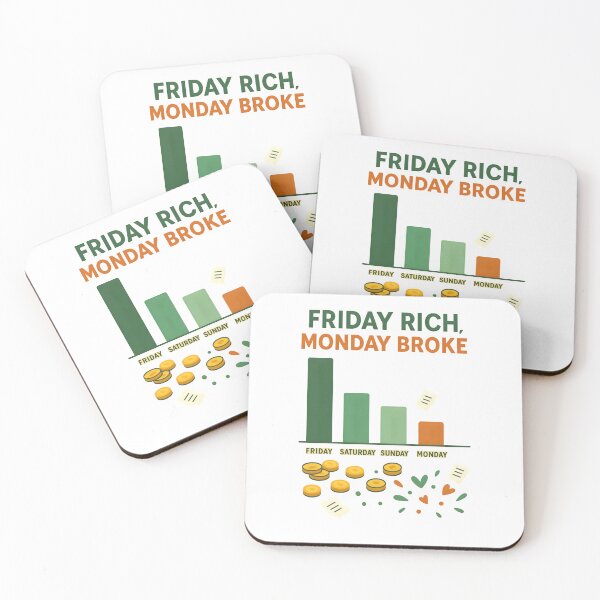 Item preview, Friday Rich, Monday Broke – Funny Weekend Spending Chart designed and sold by Made By Sutts.