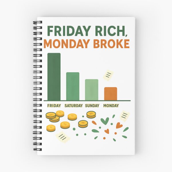 Item preview, Friday Rich, Monday Broke – Funny Weekend Spending Chart designed and sold by Made By Sutts.
