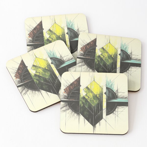 Item preview, Yellow and green shapes in motion No.3 designed and sold by MADandSANE-MArt.