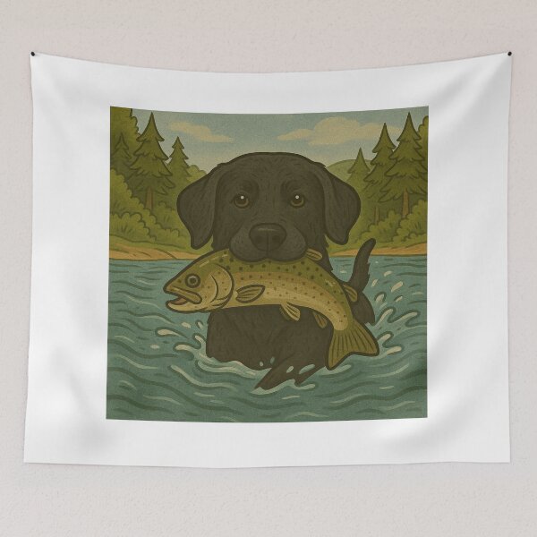 Item preview, Lab catching fish designed and sold by Outdoor Adventure.