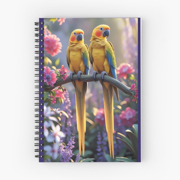 Item preview, Yellow Parrots Amid Vibrant Flower Garden Bliss designed and sold by PrintBreeze.